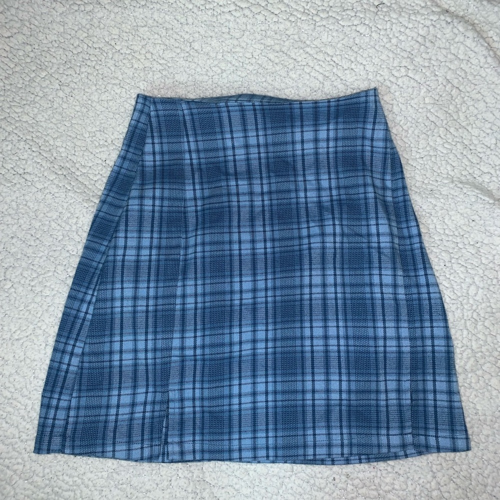 Brandy Melville Blue Plaid Mini Skirt